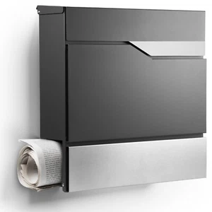 Briefkasten Anthrazit mit Zeitungsfach - Wandbriefkasten - inkl. Montagematerial - Bild 1 von 6