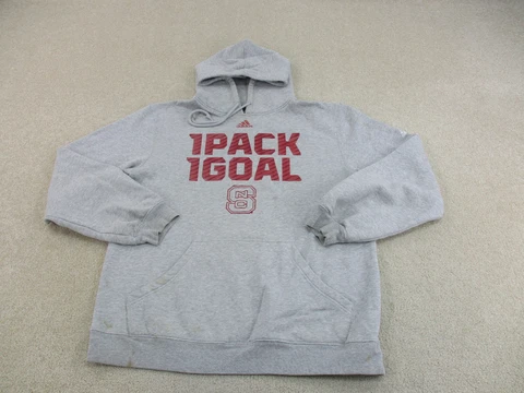 NC State Wolfpack Sweater Adult Large Gray Red Football Sweatshirt Adidas Mens * Cover