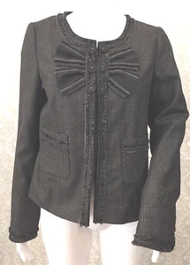 Rebecca Taylor Tinsley Dot Talla 8 Negro Tweed Mezcla Lana Carrera Trabajo Negocios  - Imagen 1 de 12