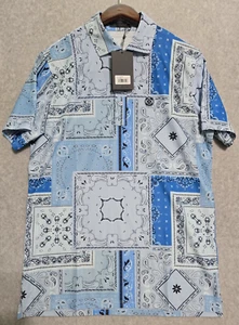 Camisa polo de golf G/Fore mediana para hombre cachemira geométrica elástica cielo nueva con etiquetas $120 - Imagen 1 de 5