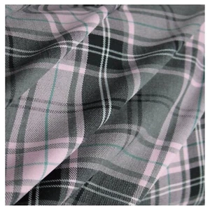 Check Tartan Fabric Pink Plaid Pattern Polyviscose | 59" (150cm) Wide | Metre - Picture 1 of 4