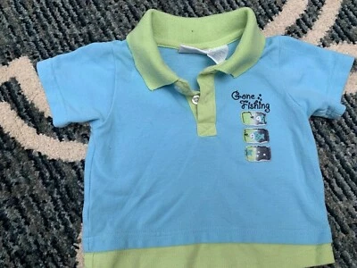 Camisa de verano BT para niños bebé niño 18 meses azul verde ido a pescar 🎣 Foto 1 de 4