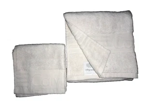 CALVIN KLEIN CREAM ICONIC LOGO (2PC) HAND TOWEL & WASHCLOTH COTTON MODAL set - Picture 1 of 4