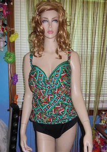 ¡NUEVO! TRAJE DE BAÑO TANKINI AZTECA CONTROL BARRIGA 2015 Cruise LA BLANCA 22W $103 - Imagen 1 de 1