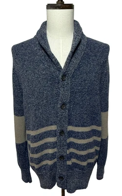Cárdigan Banana Republic Para Hombres Grande Azul Chal Cuello Botón Suéter Dinero Antiguo Foto 1 de 4