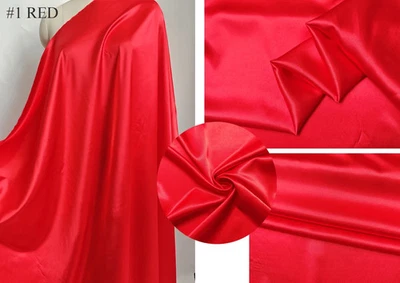 58''Wide Slightly Stretch Satin Material Silky Charmeuse Fabric For Wedding Gown - Image 1 of 4