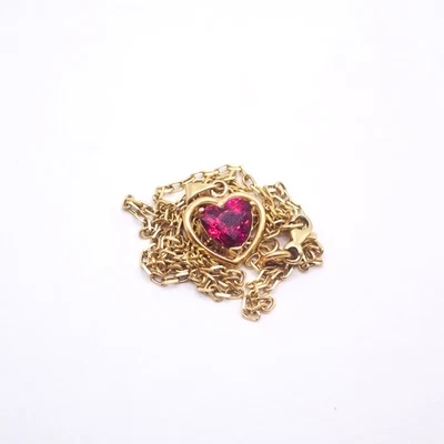 Colgante corazón oro 14ct vintage con granate rodolita VVS Foto 1 de 4