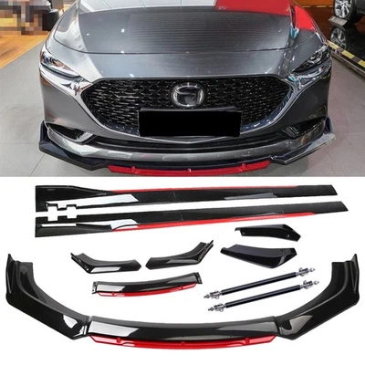 For Mazda MX-5 Miata Glossy Black Front Lip Chin Bumper Side Skirt Extension - Image 1 of 4