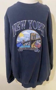 Brandy Melville New York Brooklyn Bridge Crewneck Sweatshirt Women XL Pockets - Picture 1 of 13