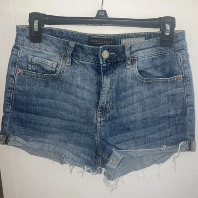 Pantalones Cortos Aeropostale Mujer 6 Midi Azul Denim Tiro Bajo Cintura 28 Foto 1 de 4