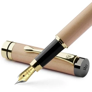 Fountain Pen Set, Luxury Bamboo Wood - Extra Fine Nib, Gift Case; Includes 6 ... - Picture 1 of 9