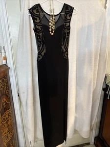 Cameo Damen Maxikleid Kontur lang schwarz & schwarz Party Style 90 durchsichtig - Bild 1 von 5