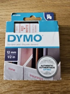 DYMO D1 Schriftband Original 45015 S0720550 selbstklebend rot auf weiß 12 mm x 7 - Bild 1 von 1