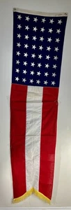 Bandera americana de colección 48 estrellas banderín seda EE. UU. 10 pies de largo 20 pulgadas LEER Des - Imagen 1 de 10