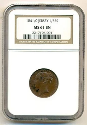 Jersey Queen Victoria 1841/0 Overdate 1/52 Shilling MS61 BN NGC - Image 1 of 4