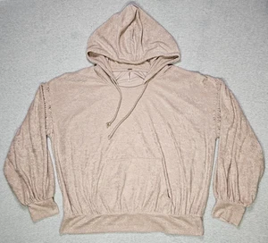 Sudadera con Capucha Free People Grande Para Mujer GRANDE Beige Pullover Terry Terciopelo - Imagen 1 de 11