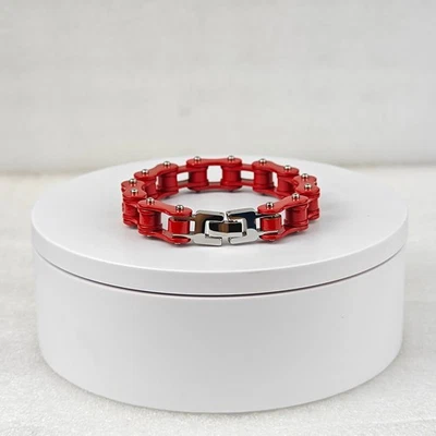 Red Men Bracelets, Motorcycle Chain Link Bracelets Stainless Steel Jewelry - Image 1 of 4