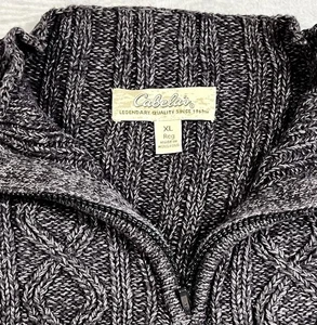 Cabelas Herren XL Zopfmuster Pullover 1/4 Zip Pullover grau Fischer Cabincore - Bild 1 von 13