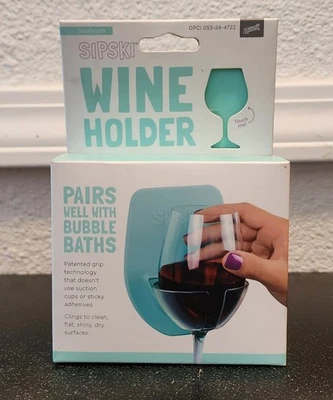 Soporte de copa de vino de silicona de 30 vatios para baño y ducha verde espuma de mar  Foto 1 de 2