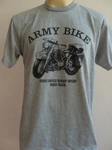 Army Bike War Men Retro T Shirt Gray L - Picture 1 of 1