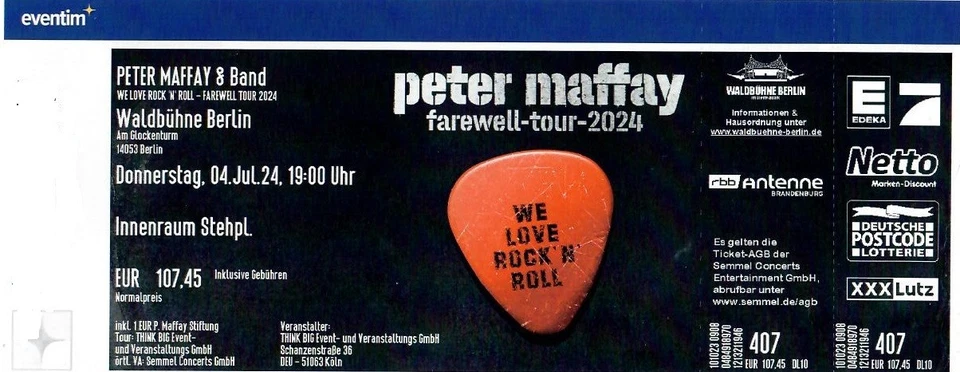 PETER MAFFAY - live - Berlin, 04.07., Stehpl. Innenraum - Bild 1 von 1
