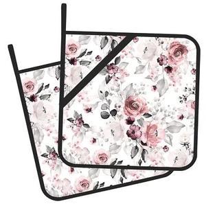 Pot Holder Set of 2Tea Rose Kitchen Heat Resistant Potholder for BBQ Cooking ... - Picture 1 of 7