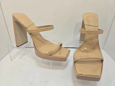 Sandalias de plataforma para mujer Jeffrey Campbell Hustler charol desnudo talla 8,5 M Foto 1 de 4