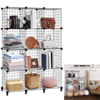 12 Cube Metal Wire Rack Interlocking Storage Display DIY Storage Shelves Unit - Image 1 of 4