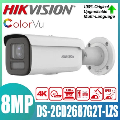 Hikvision 8MP DS-2CD2687G2T-LZS 4K ColorVu Motorized Zoom Lens PoE Bullet Camera - Image 1 of 4