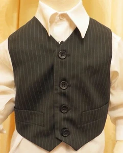 Vintage Baby Boy Formal Black Pinstripe Waistcoat Vest Wedding Party Page Boy - Picture 1 of 3