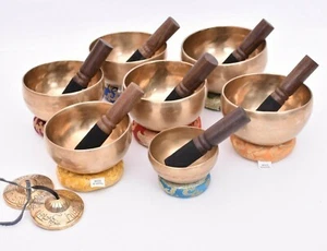 5 Inches Singing Bowl Set Of Seven - Chakra Healing Meditation Bowl - For Yoga - Picture 1 of 4