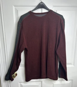 Van Heusen Flex Sweater Men’s Large Crewneck Long Sleeve Maroon + Gray Stripe - Picture 1 of 7