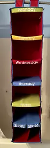 Kids Hanging Closet Organizer Multicolored Days of the Week Plus Shoes NICE! - Picture 1 of 9