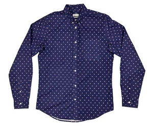 Elwood Men's Long-sleeve Shirt Size Medium Blue Patterned Button Down Collar - Picture 1 of 14