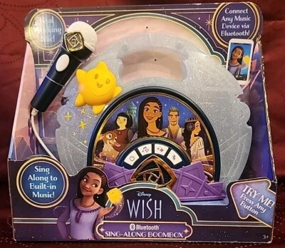 Disney WISH Sing-Along Kids  Boombox Bluetooth & Working Mic BRAND NEW  - Image 1 of 3