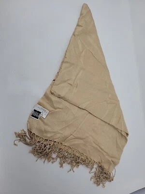 Bijoux Terner - Beautiful Gold Pashmina Fringed Scarf/Shawl - 70 inch x 26 inch - Image 1 of 4