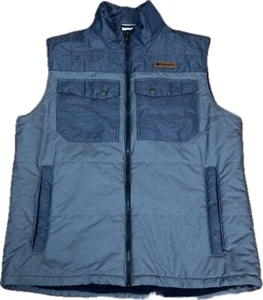 Columbia Sportswear Men's Vest Large Blue Lightweight Full Zip Pockets Quilt EUC - Picture 1 of 11