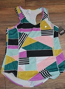 Fila Performance Sleeveless Tank Top Tru-Dry Performance Shirt Geometric Blocks  - Picture 1 of 4