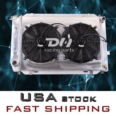 Radiador de aluminio 4 filas + cubierta + ventilador adecuado 79-93 Ford Mustang LTD GT/LX 5,0 L V8 #138 Foto 1 de 4