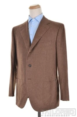 NUEVO - CESARE ATTOLINI Blazer Abrigo Deportivo Chaqueta Lana Cachemira Marrón Sólido - 46 R Foto 1 de 4