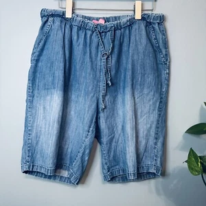 Woman Within Blue Pull On Jean Bermuda Short with Drawstring. 18W - Picture 1 of 6