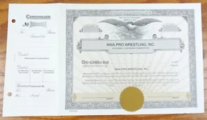 NWA Pro Wrestling unbenutzt Aktienzertifikat WWE NJPW ROH PWG TNA WCW Gürtel AEW - Bild 1 von 4