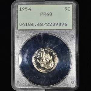 1954 PROOF JEFFERSON NICKEL ✪ PCGS PR-68 ✪ 5C GREEN RATTLER HOLDER OGH ◢TRUSTED◣ - Picture 1 of 4