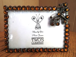 Vintage Two's Company Glasperlen Fotorahmen mit Schmetterling 3 x 5 - Bild 1 von 7