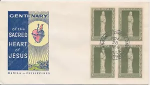 Centenary Sacred Heart of Jesus Philippines First Day cover Hand Colored Raised - Picture 1 of 1