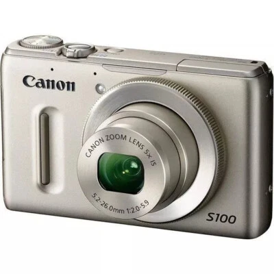 Canon PowerShot S100 12.1MP 5x Optical Zoom Digital Camera Silver 90% New - Image 1 of 4