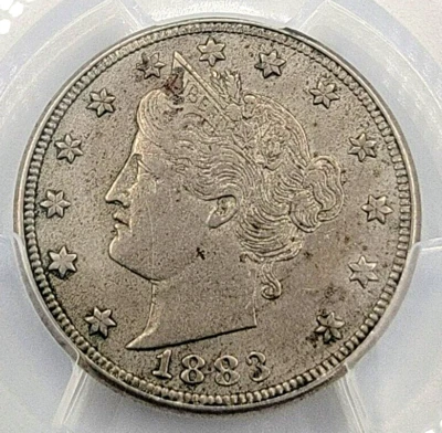 1883 No Cents Liberty V Nickel XF 45 PCGS Light Toning EF Free Ship - Image 1 of 4