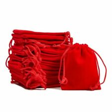 Juvale Velvet Jewelry Pouch Drawstring Bags - Red, Pack of 50