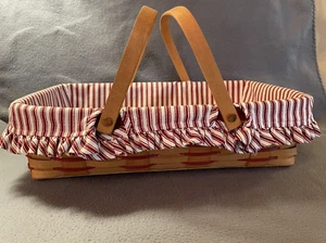 Longaberger 1997 Sweetheart Red Medium Gourmet Gathering Basket & Fabric Liner - Imagen 1 de 24