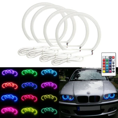 4x 131mm Algodón LED Denon Ojos de Ángel Halo Anillos RGB para BMW E36 E38 E39 E46 RGB Foto 1 de 4